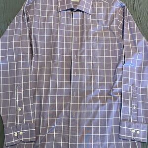 Geoffrey Beene Purple and White Dress Shirt with Elegant Windowpane Pattern